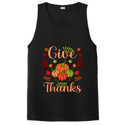 Give Thanks Fun Turkey Thanksgiving Family Graphic PosiCharge Competitor Tank