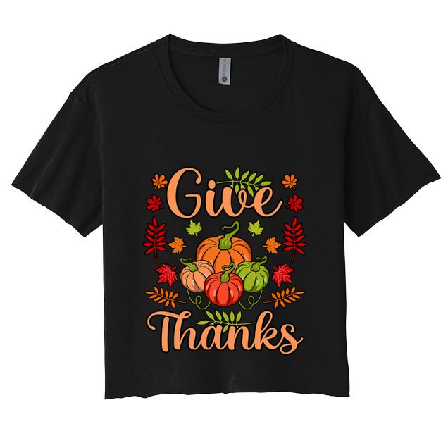 Give Thanks Fun Turkey Thanksgiving Family Graphic Crop Top