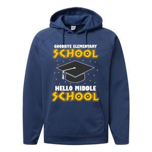 graduate Tee Goodbye Elementary Hello Middle School Performance Fleece Hoodie