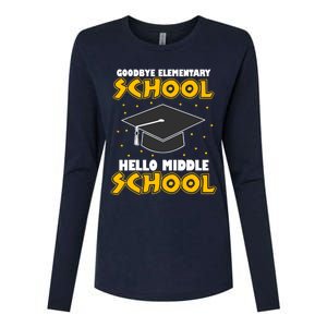 graduate Tee Goodbye Elementary Hello Middle School Womens Cotton Relaxed Long Sleeve T-Shirt