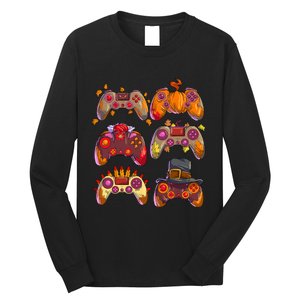 Gamer Thanksgiving Gaming Controllers Turkey Pumpkin Long Sleeve Shirt