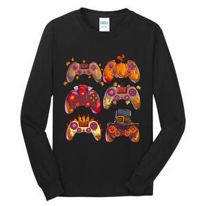 Gamer Thanksgiving Gaming Controllers Turkey Pumpkin Tall Long Sleeve T-Shirt