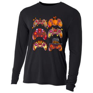 Gamer Thanksgiving Gaming Controllers Turkey Pumpkin Cooling Performance Long Sleeve Crew