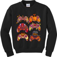 Gamer Thanksgiving Gaming Controllers Turkey Pumpkin Kids Sweatshirt