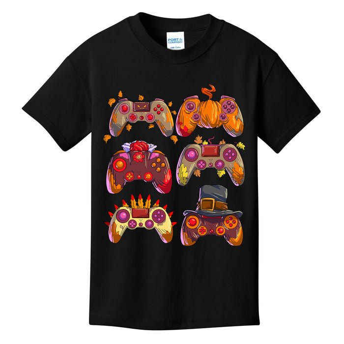 Gamer Thanksgiving Gaming Controllers Turkey Pumpkin Kids T-Shirt