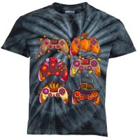 Gamer Thanksgiving Gaming Controllers Turkey Pumpkin Kids Tie-Dye T-Shirt