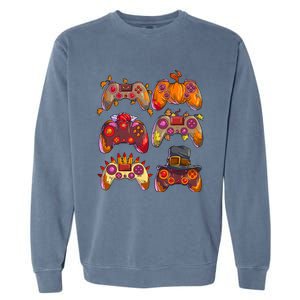 Gamer Thanksgiving Gaming Controllers Turkey Pumpkin Garment-Dyed Sweatshirt