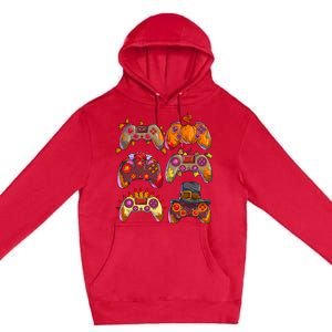 Gamer Thanksgiving Gaming Controllers Turkey Pumpkin Premium Pullover Hoodie