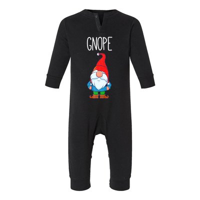 Gnope Tomte Garden Gnome Gift Funny Scandinavian Nope Infant Fleece One Piece