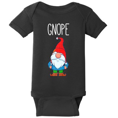 Gnope Tomte Garden Gnome Gift Funny Scandinavian Nope Baby Bodysuit