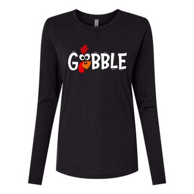 Gobble Thanksgiving Womens Cotton Relaxed Long Sleeve T-Shirt