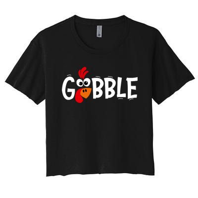 Gobble Thanksgiving Women's Crop Top Tee