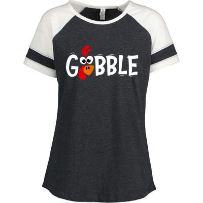 Gobble Thanksgiving Enza Ladies Jersey Colorblock Tee