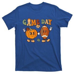 Groovy Thanksgiving Game Day Pumpkin Football Halloween Fall T-Shirt