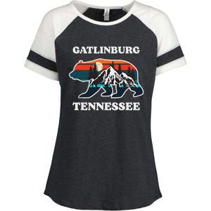 Gatlinburg Tennessee Great Smoky Mountains Bear Souvenir Enza Ladies Jersey Colorblock Tee