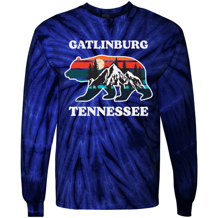 Gatlinburg Tennessee Great Smoky Mountains Bear Souvenir Tie-Dye Long Sleeve Shirt