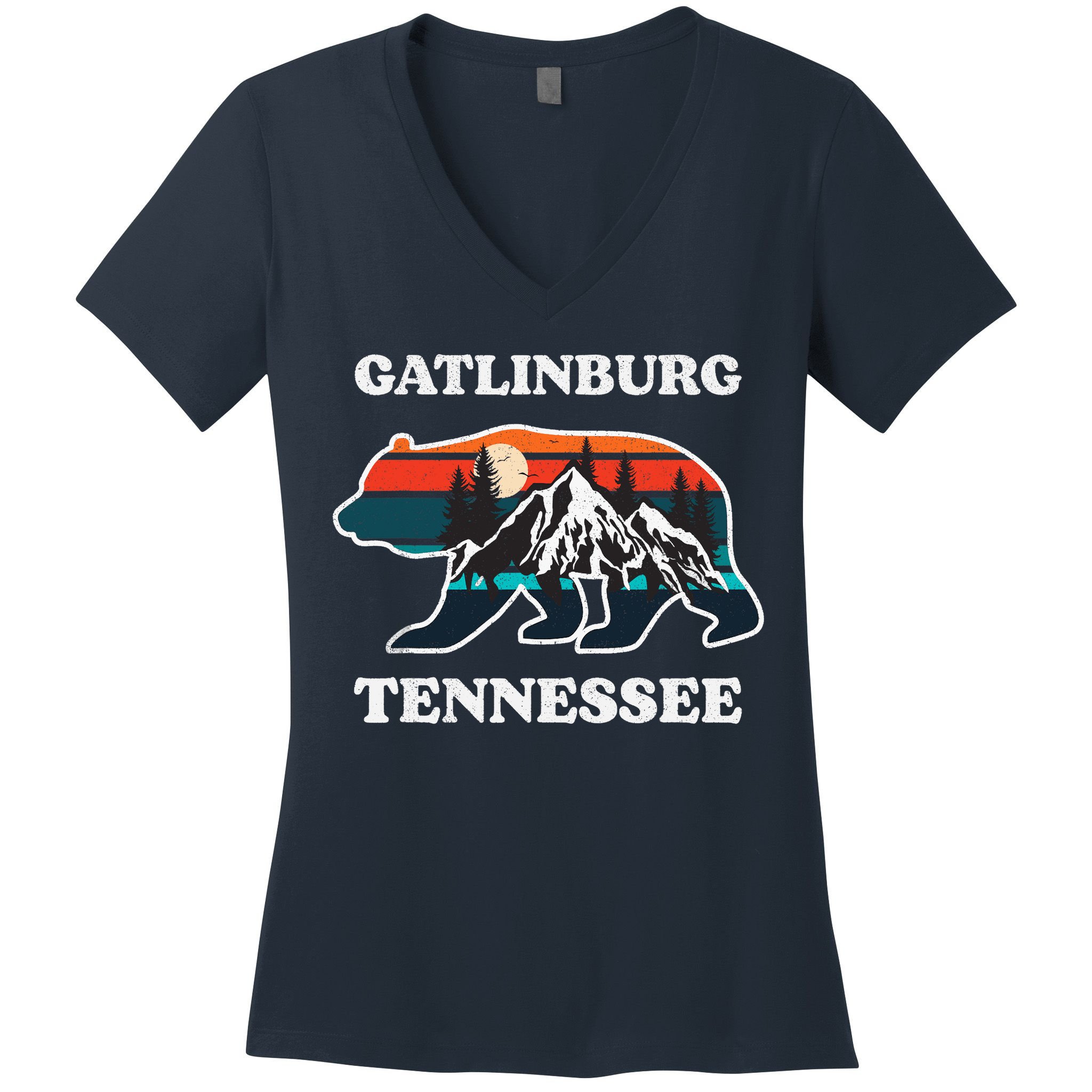 Gatlinburg Tennessee Great Smoky Mountains Bear Souvenir Women's V-Neck T-Shirt