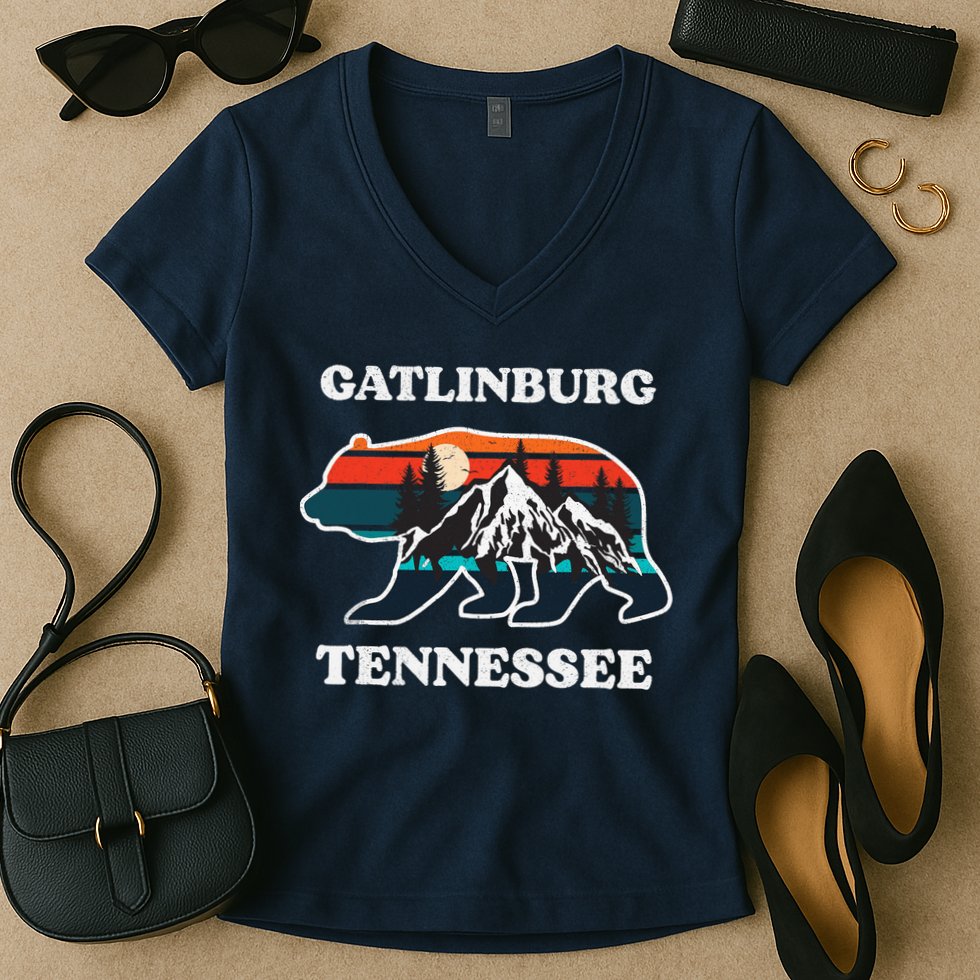 Gatlinburg Tennessee Great Smoky Mountains Bear Souvenir Women's V-Neck T-Shirt