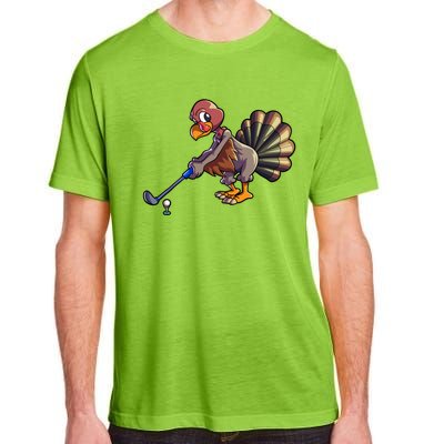 Golfing Turkey Golf Club Funny Thanksgiving Adult ChromaSoft Performance T-Shirt