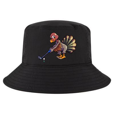 Golfing Turkey Golf Club Funny Thanksgiving Cool Comfort Performance Bucket Hat