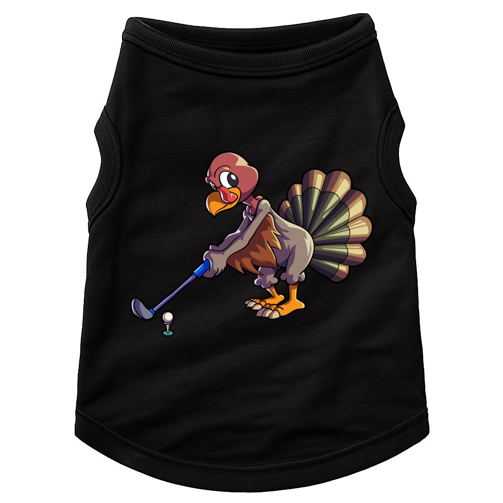 Golfing Turkey Golf Club Funny Thanksgiving Doggie Tank