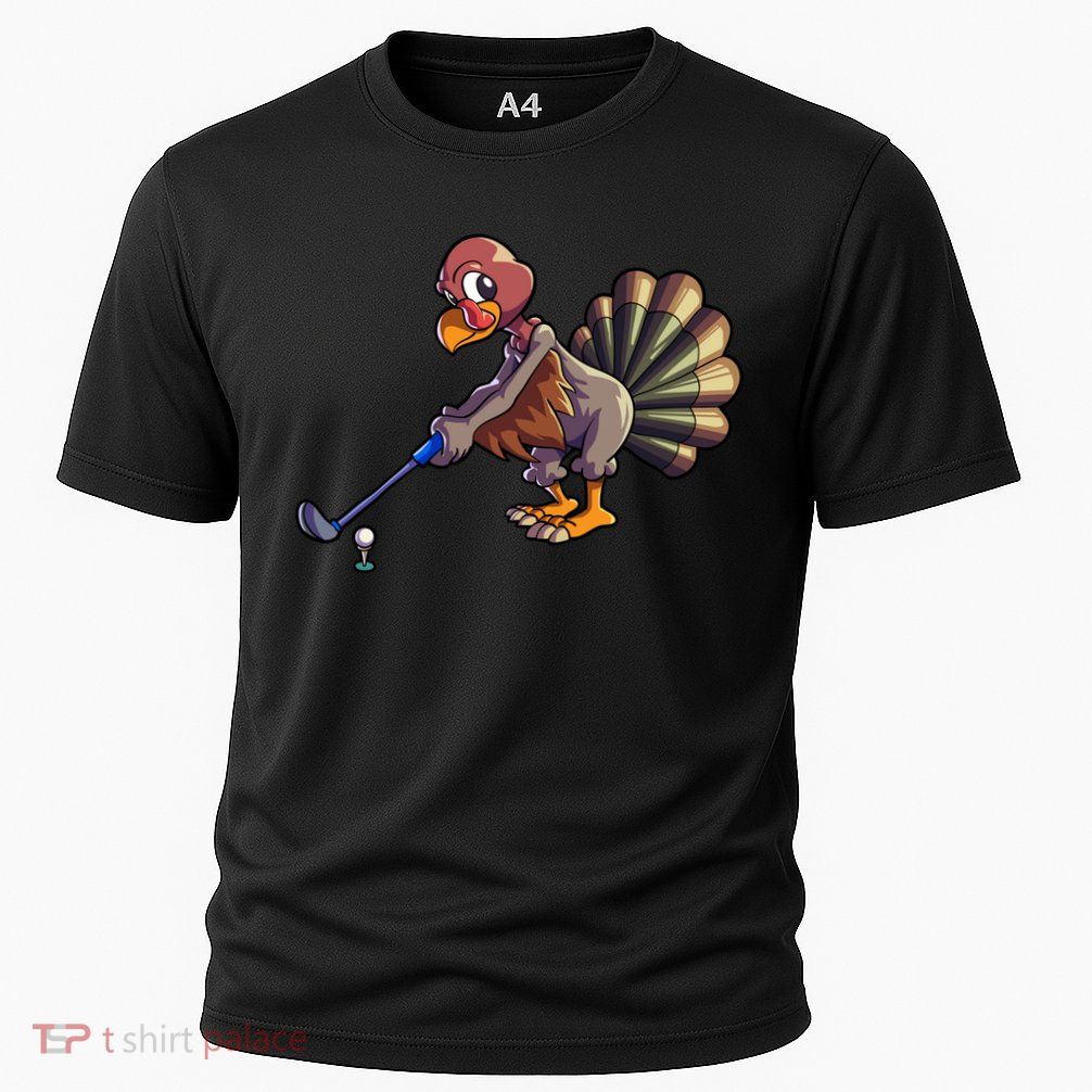 Golfing Turkey Golf Club Funny Thanksgiving Performance Shirt