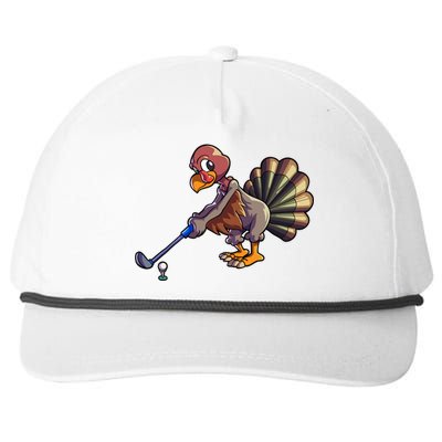 Golfing Turkey Golf Club Funny Thanksgiving Snapback Five-Panel Rope Hat