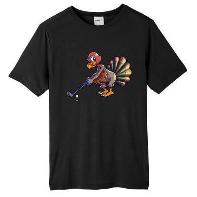 Golfing Turkey Golf Club Funny Thanksgiving Tall Fusion ChromaSoft Performance T-Shirt