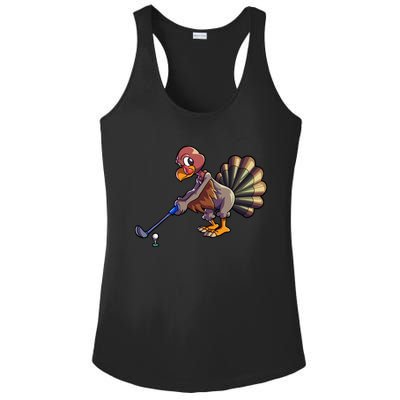 Golfing Turkey Golf Club Funny Thanksgiving Ladies PosiCharge Competitor Racerback Tank