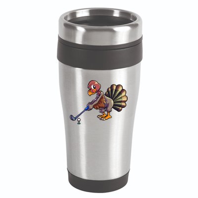 Golfing Turkey Golf Club Funny Thanksgiving 16oz Travel Tumbler