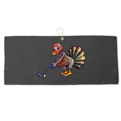 Golfing Turkey Golf Club Funny Thanksgiving Large Microfiber Waffle Golf Towel