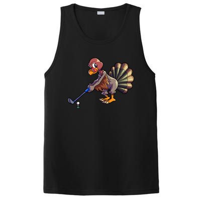 Golfing Turkey Golf Club Funny Thanksgiving PosiCharge Competitor Tank