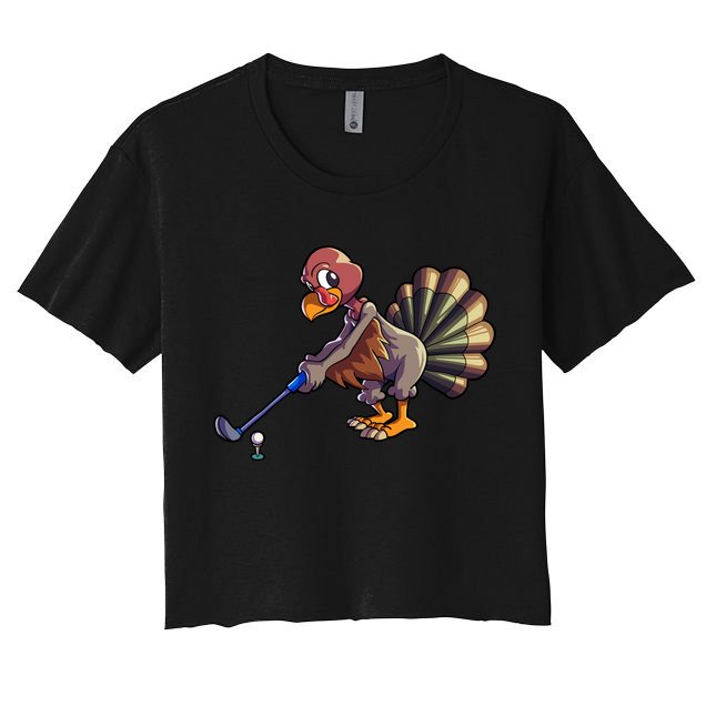 Golfing Turkey Golf Club Funny Thanksgiving Crop Top