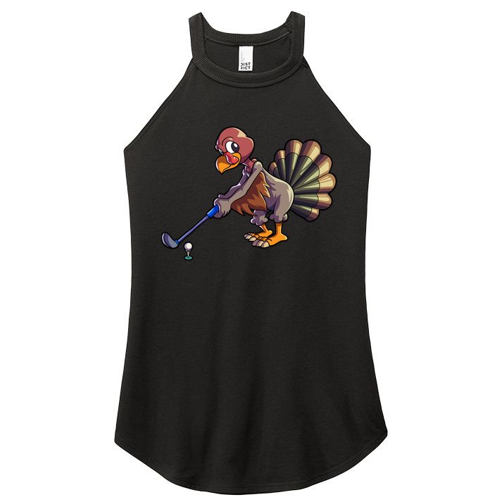 Golfing Turkey Golf Club Funny Thanksgiving Women's Perfect Tri Rocker Tank