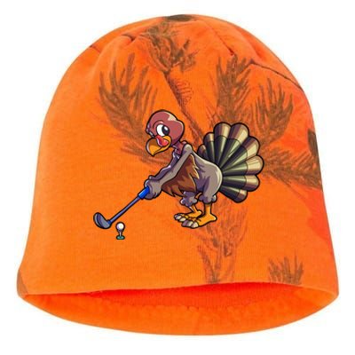 Golfing Turkey Golf Club Funny Thanksgiving Kati - Camo Knit Beanie