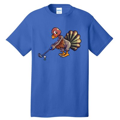 Golfing Turkey Golf Club Funny Thanksgiving Tall T-Shirt