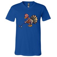 Golfing Turkey Golf Club Funny Thanksgiving V-Neck T-Shirt