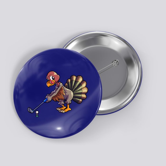 Golfing Turkey Golf Club Funny Thanksgiving Button