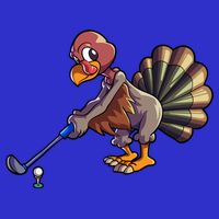 Golfing Turkey Golf Club Funny Thanksgiving Button