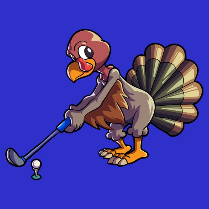 Golfing Turkey Golf Club Funny Thanksgiving Button