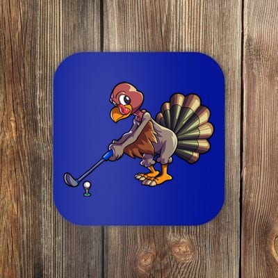 Golfing Turkey Golf Club Funny Thanksgiving Coaster