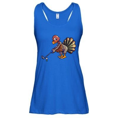 Golfing Turkey Golf Club Funny Thanksgiving Ladies Essential Flowy Tank