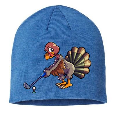 Golfing Turkey Golf Club Funny Thanksgiving Sustainable Beanie