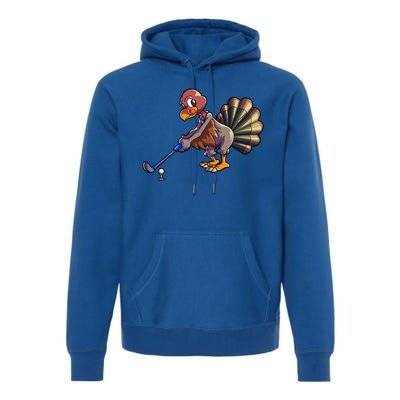 Golfing Turkey Golf Club Funny Thanksgiving Premium Hoodie