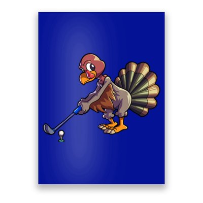 Golfing Turkey Golf Club Funny Thanksgiving Poster