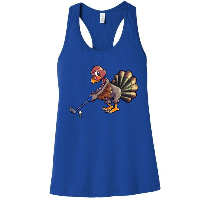 Golfing Turkey Golf Club Funny Thanksgiving Women's Racerback Tank