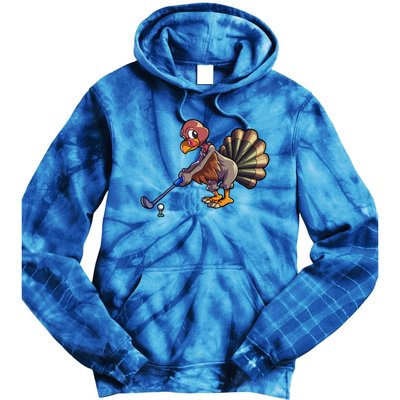 Golfing Turkey Golf Club Funny Thanksgiving Tie Dye Hoodie