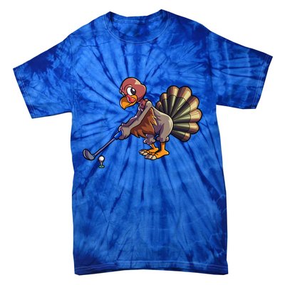 Golfing Turkey Golf Club Funny Thanksgiving Tie-Dye T-Shirt