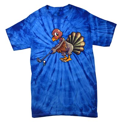 Golfing Turkey Golf Club Funny Thanksgiving Tie-Dye T-Shirt