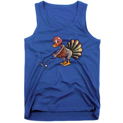 Golfing Turkey Golf Club Funny Thanksgiving Tank Top